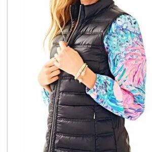 Lilly Pulitzer Vest puffer vest down fill black size XSMALL